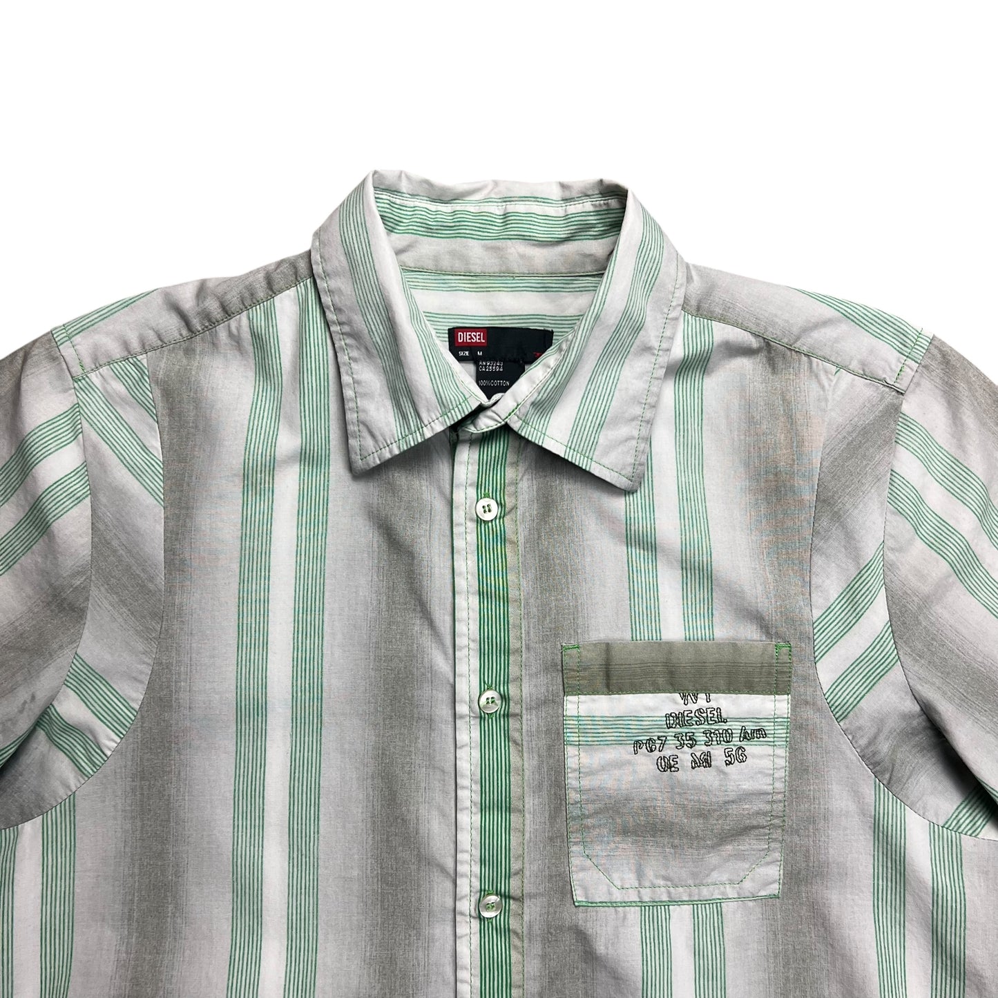 Diesel Green Striped Button-up Shirt - M