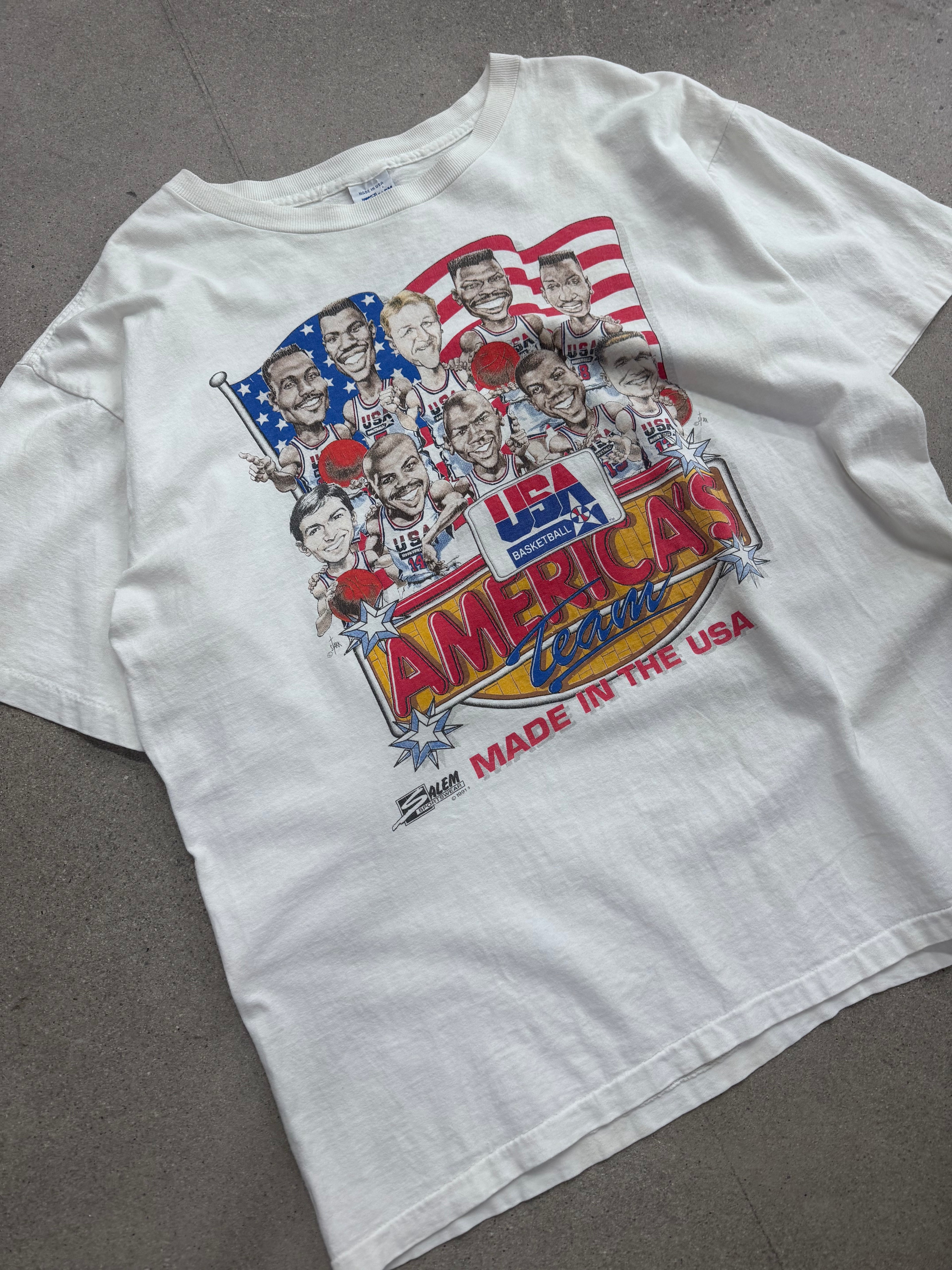 1991 Salem Sportswear USA Basketball Dream Team T-Shirt – XL