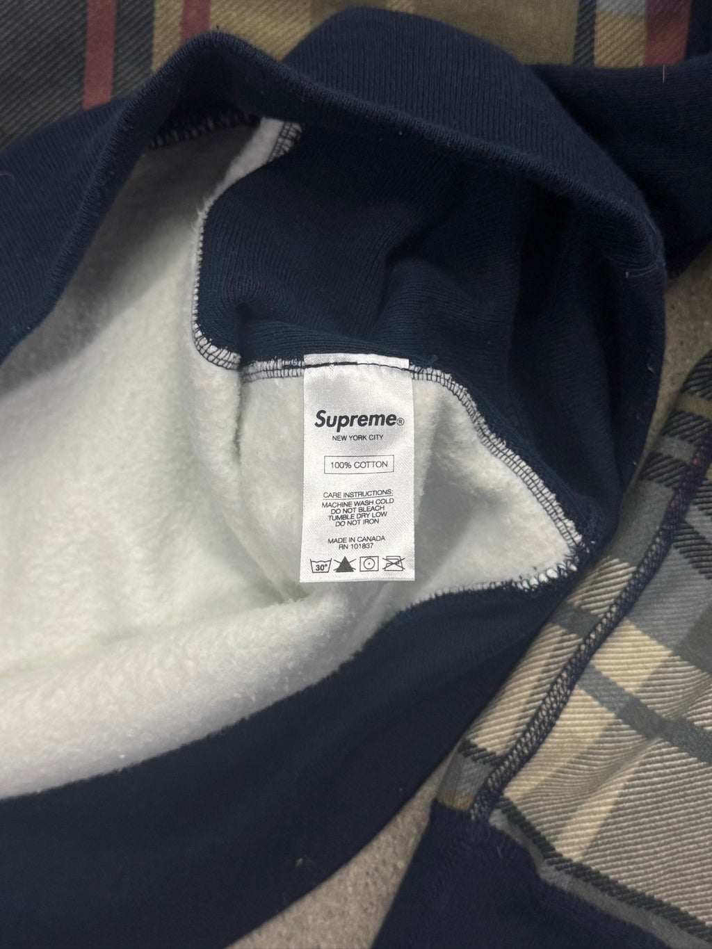 Supreme Arc Logo Plaid Pullover Hoodie - XL
