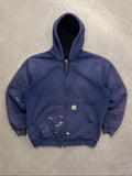 Faded Carhartt Paint Splatter Full-Zip Heavyweight Hoodie - XL