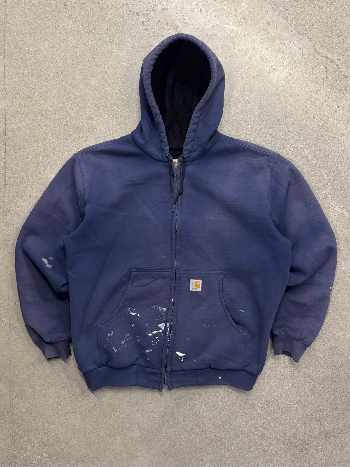 Faded Carhartt Paint Splatter Full-Zip Heavyweight Hoodie - XL