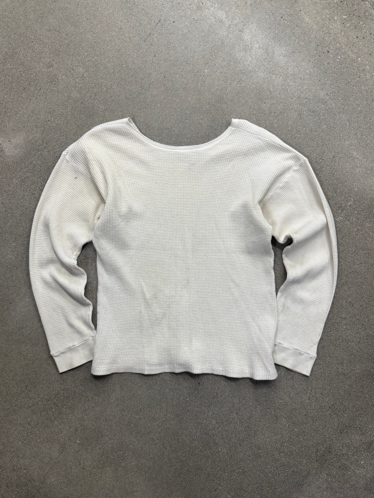 Blank Waffle-Knit Long Sleeve Thermal Shirt - S