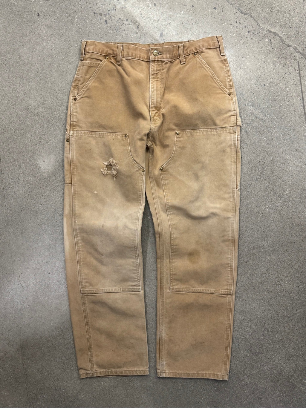 Faded Carhartt Double Knee Work Pants - 35"