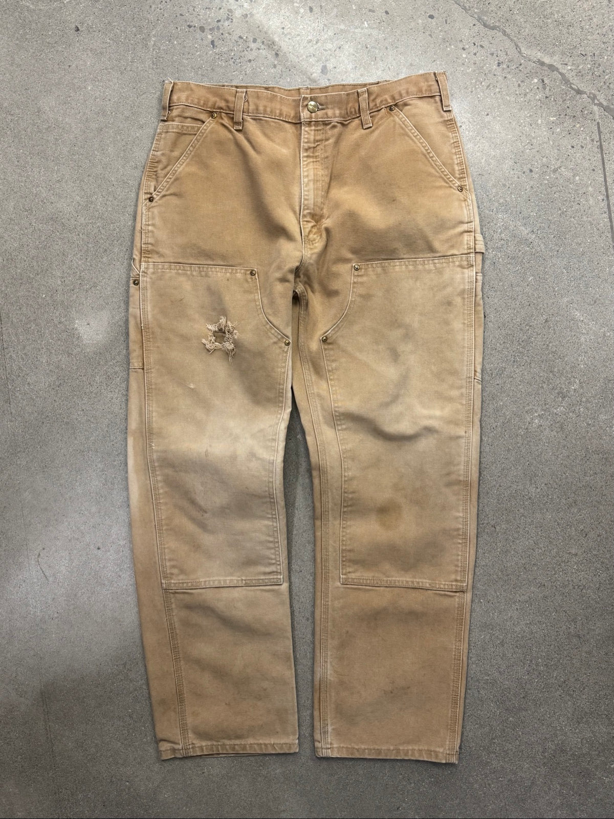 Faded Carhartt Double Knee Work Pants - 35"