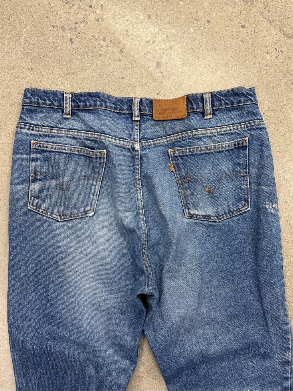 Faded & Distressed Levi's 619 Orange Tab Jeans - 37"
