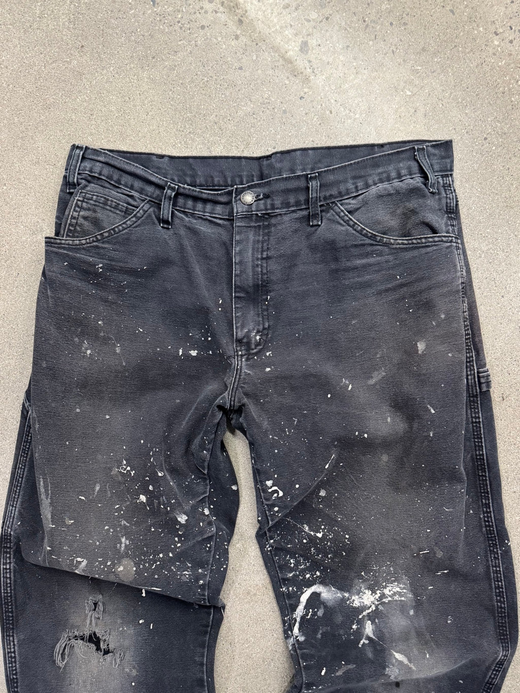 Faded Dickies Paint Splatter Carpenter Work Pants - 35"