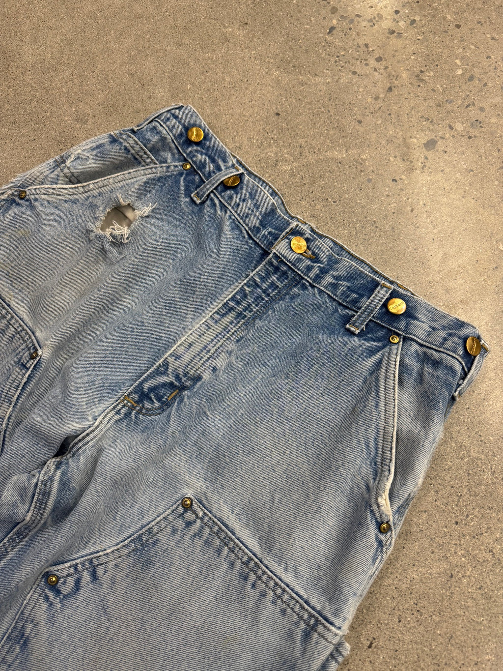 Faded Carhartt Denim Double Knee Work Pants - 32"