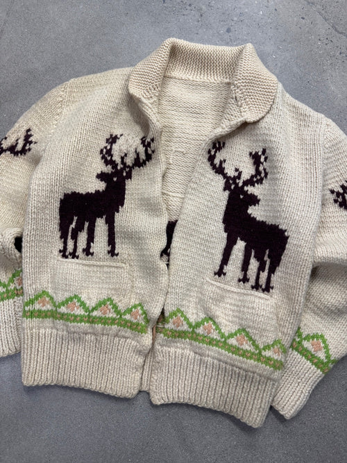 Mary Maxim Deer Cowichan Cardigan Sweater - XL