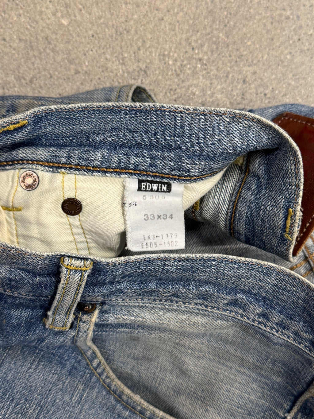 Faded & Distressed Edwin 505X Selvedge Jeans - 34"