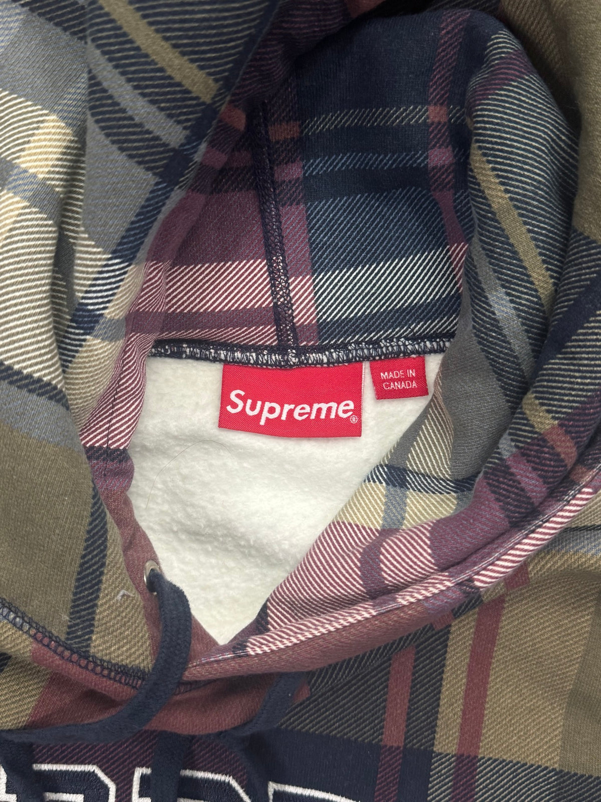 Supreme Arc Logo Plaid Pullover Hoodie - XL