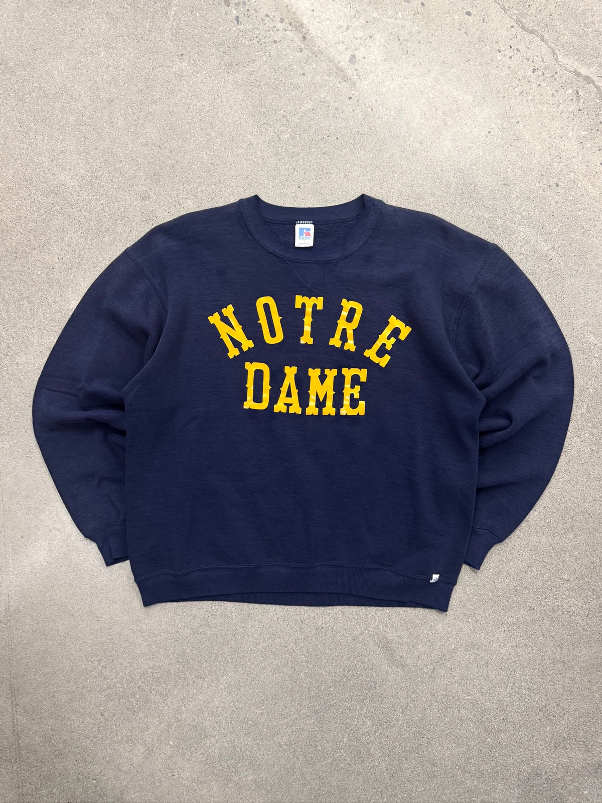 Faded Russell Athletic University of Notre Dame Crewneck Sweatshirt - L