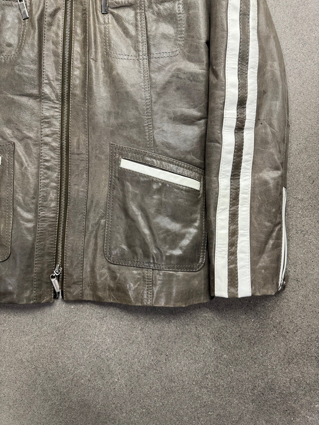 Danier Striped Leather Racing Jacket - S