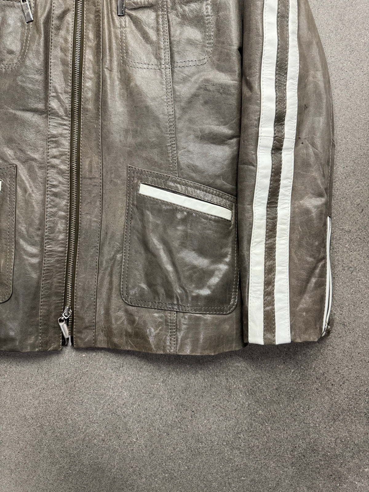 Danier Striped Leather Racing Jacket - S