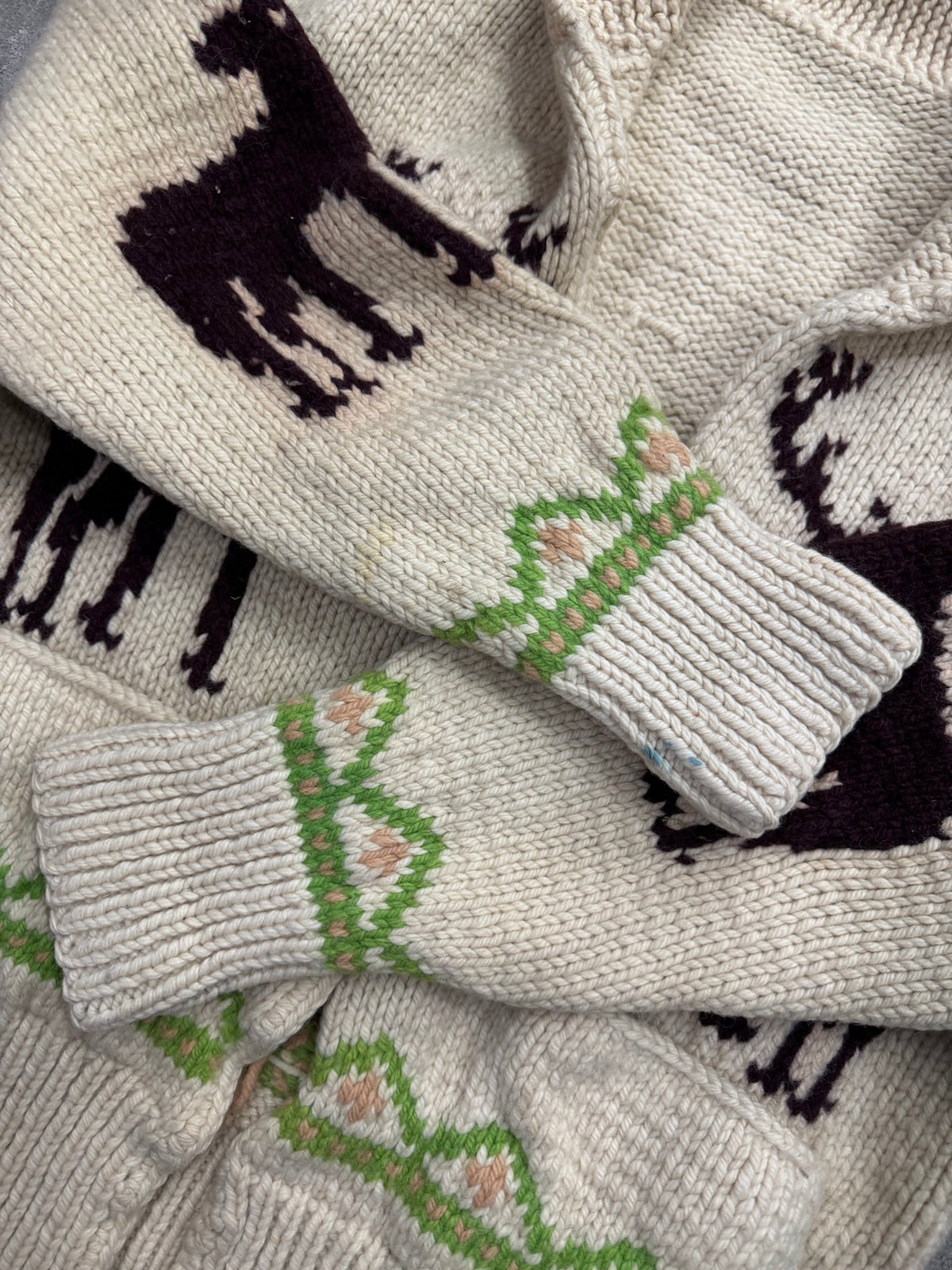 Mary Maxim Deer Cowichan Cardigan Sweater - XL
