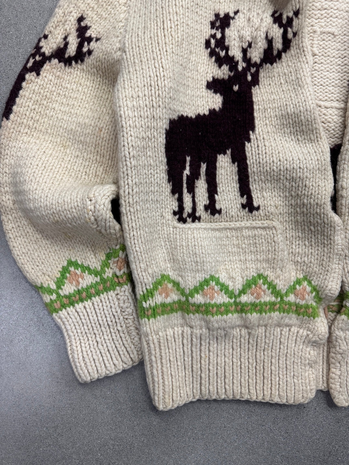 Mary Maxim Deer Cowichan Cardigan Sweater - XL