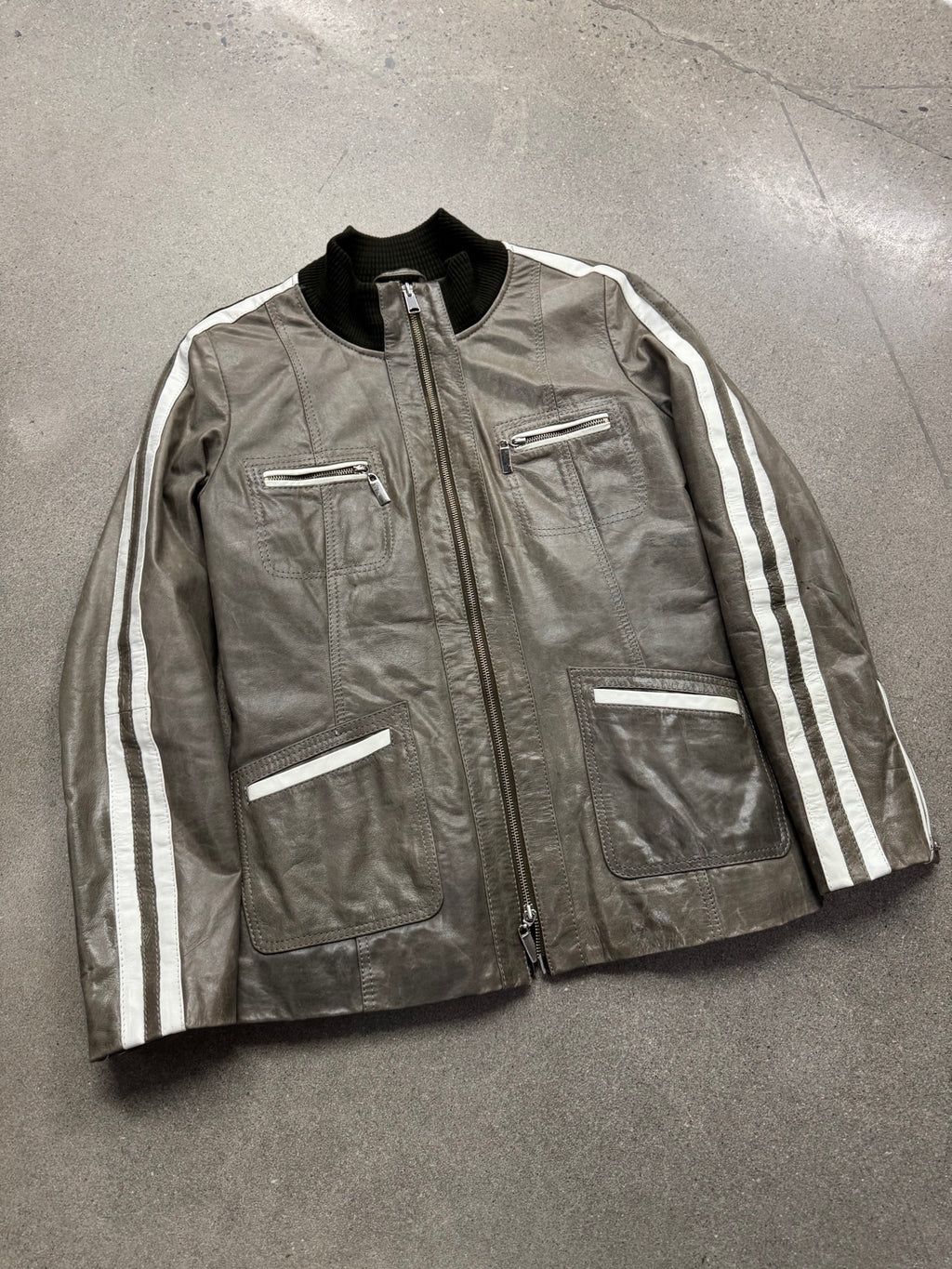 Danier Striped Leather Racing Jacket - S