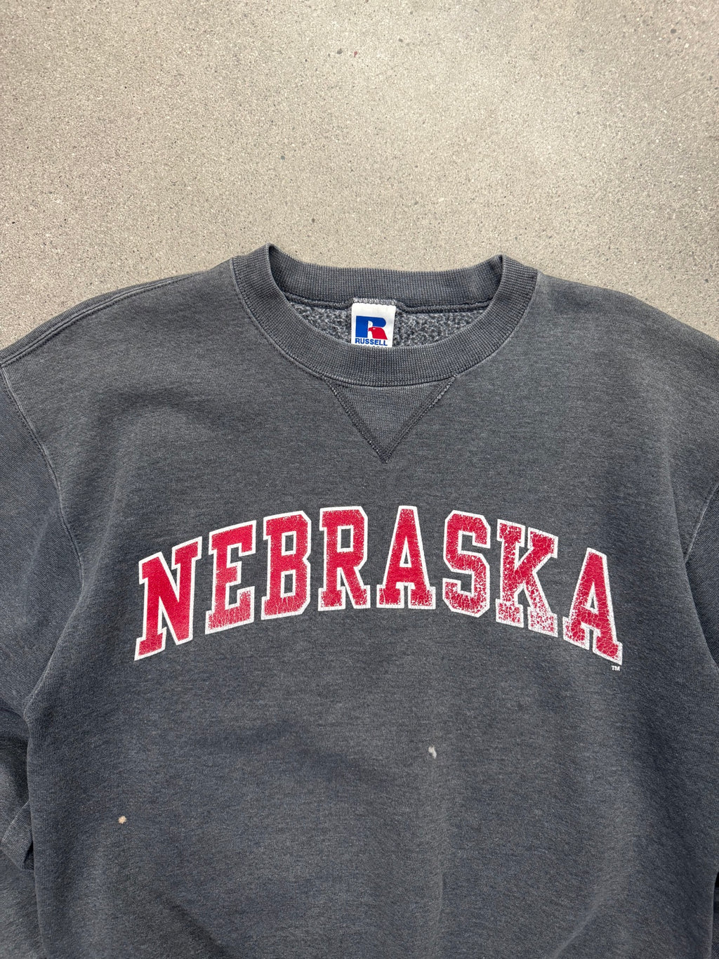Faded Russell Athletic University of Nebraska Crewneck Sweatshirt - M