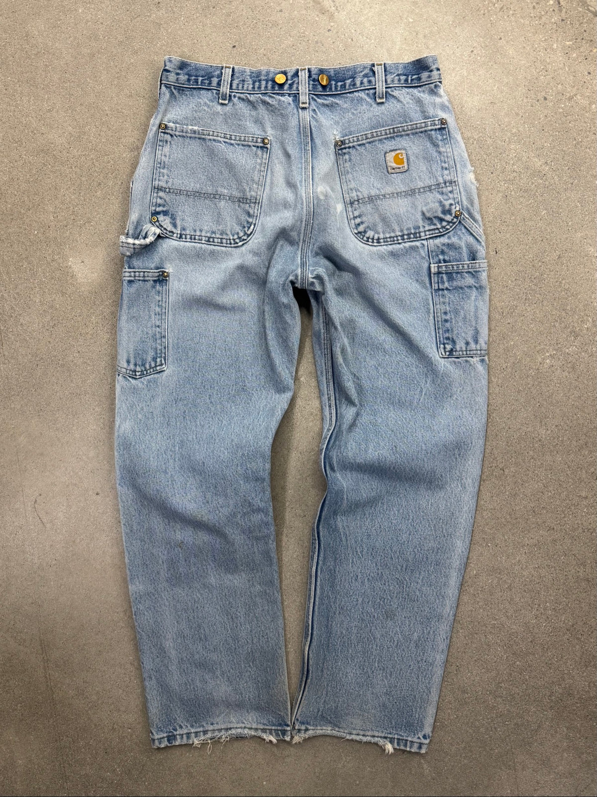 Faded Carhartt Denim Double Knee Work Pants - 32"
