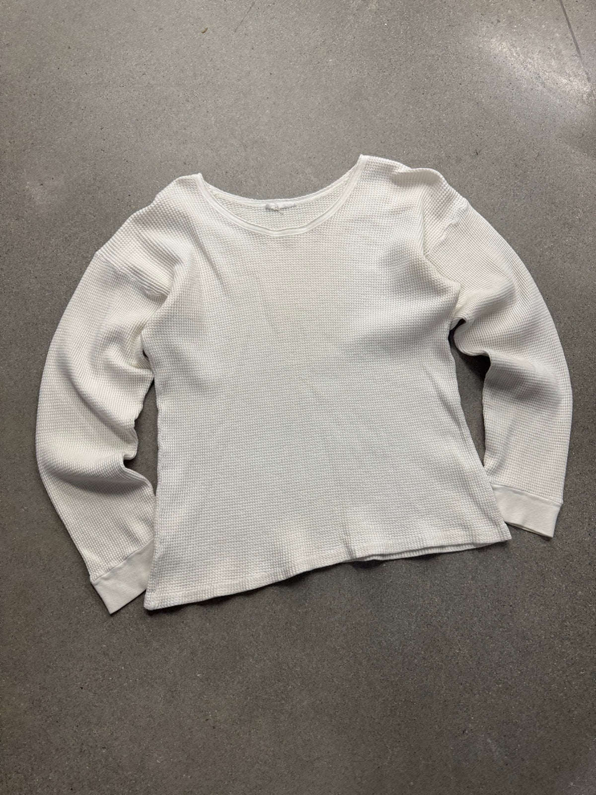 Blank Waffle-Knit Long Sleeve Thermal Shirt - S