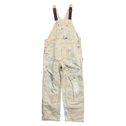Carhartt USA Union Made Beige Graffiti Work Overalls - 40x32